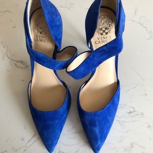Vince Camuto Blue Suede Heels Size 7